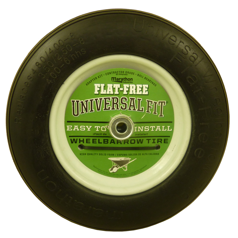 Flat Free Wheelbarrow Tire, Universal Fit