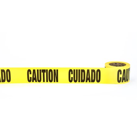 Barricade Tape, "Cuidado Caution", 3 mil, 3" x 300', Yellow 