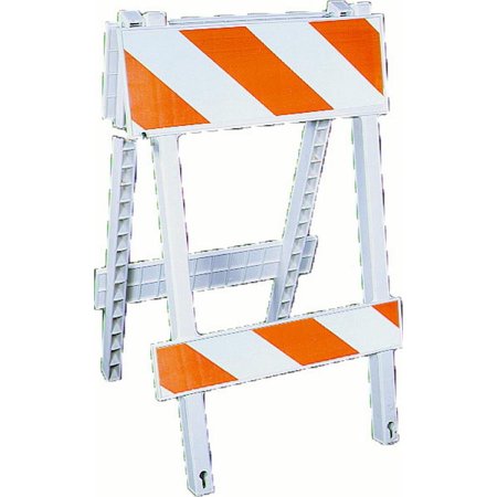 Injection Molded Type 1 Traffic Safety Barricade with Reflective Stripes, 8 in. Height