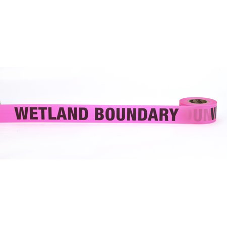 Flagging Tape Printed "Wetland Boundary", 1-1/2" x 50 YDS, Glow Pink 