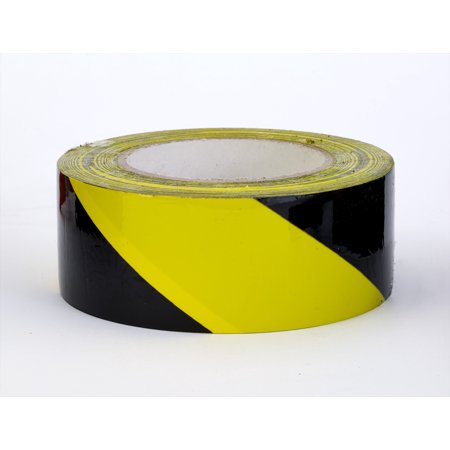 PVC Vinyl Hazard Stripe Tape, 7 mil, 2" x 18 yd., Yellow/Black Stripe 