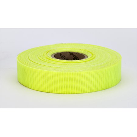 Vinyl Coated Nylon Reinforced Fluorescent Barricade Tape, 1" x 50 yd., Glo Lime 