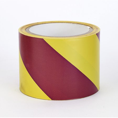 Polypropylene Laminated "Super Tuff" Hazard Stripe Tape, 3" x 18 yd., Yellow/Magenta Stripe 