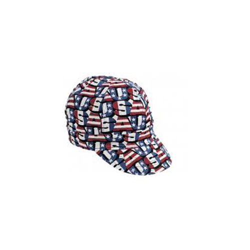 Kromer Red White Blue USA Style Welder Cap, Cotton, Length 5", Width 6"