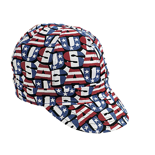 Kromer Red White Blue USA Style Welder Cap, Cotton, Length 5", Width 6"