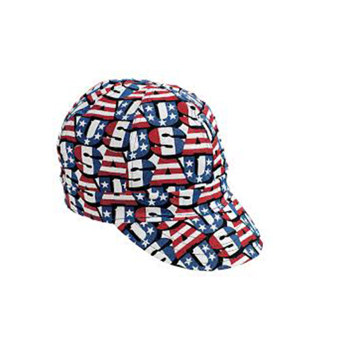 Kromer Red White Blue USA Style Welder Cap, Cotton, Length 5", Width 6"