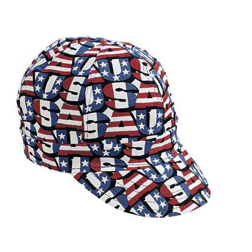 Kromer Red White Blue USA Style Welder Cap, Cotton, Length 5", Width 6"