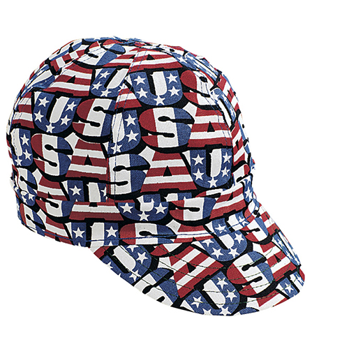 Kromer Red White Blue USA Style Welder Cap, Cotton, Length 5", Width 6"