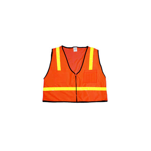 High Visibility Polyester Mesh Back ANSI Class 1 Surveyor Safety Vest with Pockets, 3X-Large, Orange