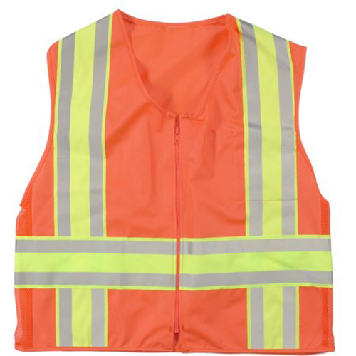 High Visibility ANSI Class 2 Solid Deluxe DOT Safety Vest With Pockets, XX-Large, Orange