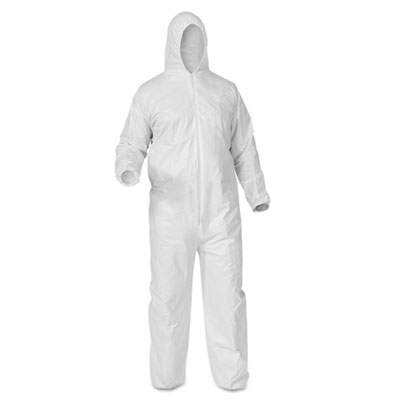 KLEENGUARD* A35 LIQUID AND PARTICLE PROTECTION COVERALLS, ZIPPER FRONT, WHITE, LARGE