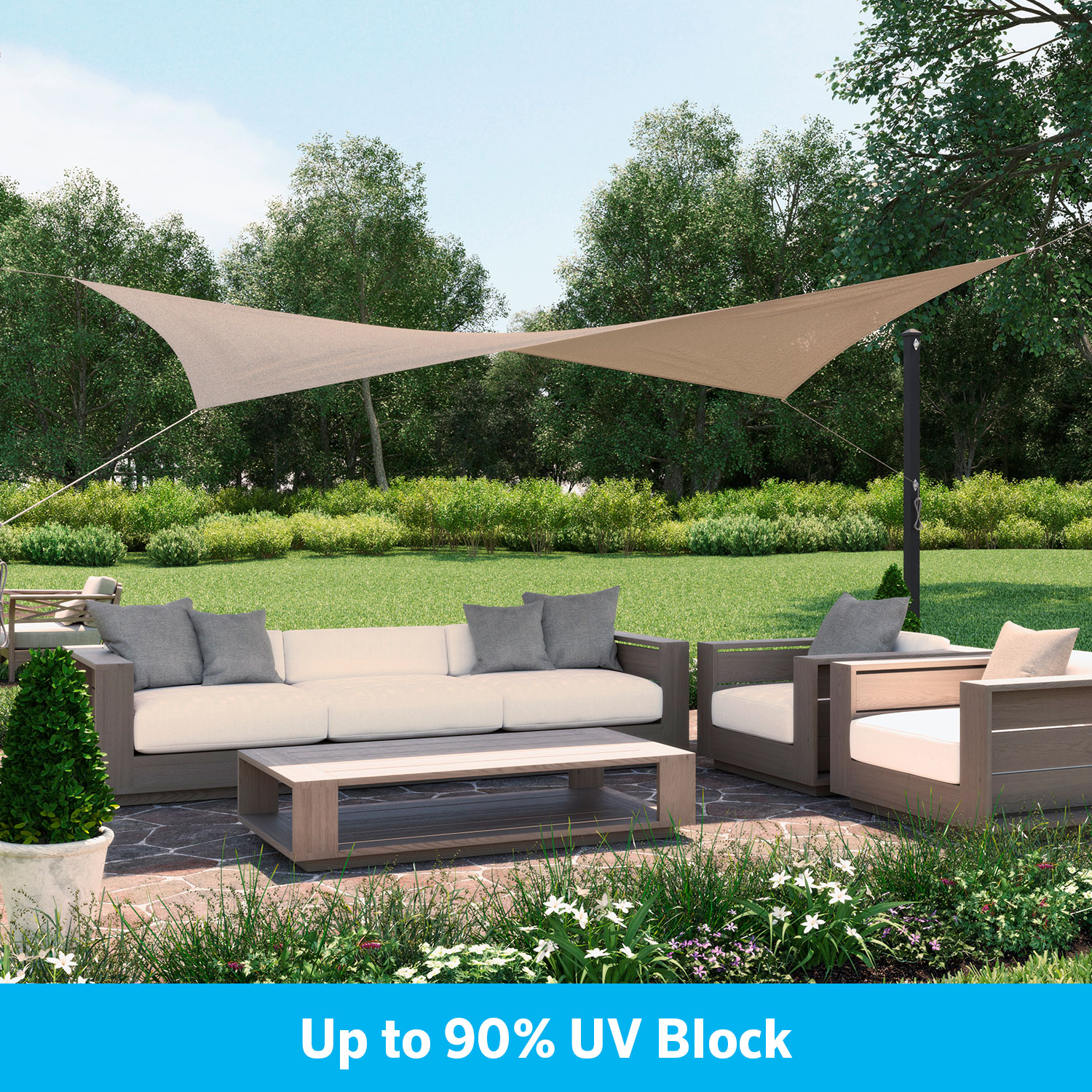 Ready to hang Shade Sail Rectangle 11'10"x8' Riverstone