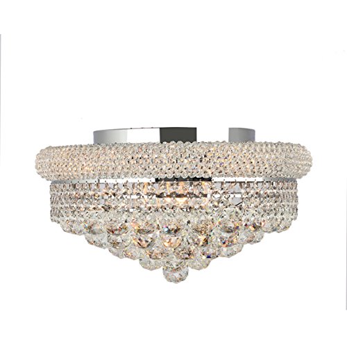 Empire Collection 8 Light Chrome Finish and Clear Crystal Flush Mount Ceiling Light 16" D x 8" H Medium